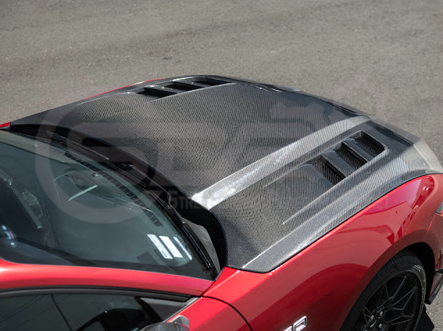 2024-Up Ford Mustang S650 | Terminator Style CARBON FIBER Front Vented Hood